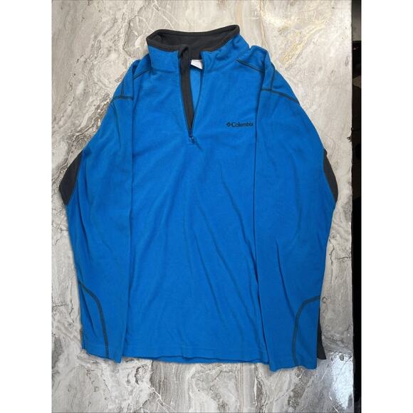 Columbia Sport 1/4 Zip Mens Fleece Pullover Sz L Blue And Gray - Picture 1 of 6